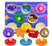 VingaHouse Montessori, puzzle in legno 3D, per bambini, con animali marini, puzzle in legno, puzzle in legno a partire da 1 anno, gioco di smistamento per compleanni, Pasqua, regalo per ragazze e