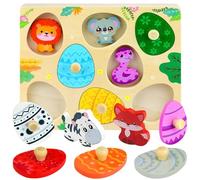 VingaHouse Montessori - Puzzle in legno 3D per bambini, con uova in legno, puzzle in legno a partire da 1 anno, puzzle in legno a partire da 1 anno, per feste di compleanno, Pasqua, regalo per ragazze