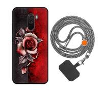 vingarshern Cover Compatibile con Huawei Mate 9 Custodia in Silicone Sottile,Case Antiurto e Antigraffio con Motivo+1×Catena/Cordino per Cellulare,Rosa rossa