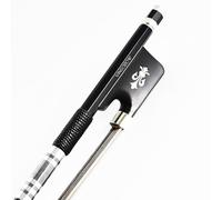 Vingobow Arco per violoncello 4/4 Full Size Capelli neri e capelli bianchi Design unico Avanzato in fibra di carbonio Arco perfetto suono e ben bilanciato (fiocco naturale per violoncello)
