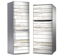 Vinile adesivo decorativo per frigorifero, speciale privo di bolle, assi di legno invecchiato, bianco lavato, 200 cm x 60 cm