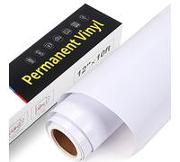 Vinile Adesivo Permanente con Supporto - 30,5x305cm Rotolo di Vinile Permanente, Vinile Permanente Impermeabile per Cricut, Silhouette Cameo, Altri Plotter da Taglio (Bianco Lucido)
