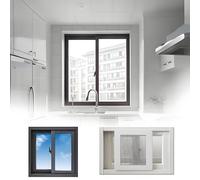 Vinile Finestra Scorrevole Orizzontale con Zanzariera Rimovibile - Vetro Temperato di Sicurezza - per Cucina Bagno Cantina Garage e Pollaio - 40/50/55/60/65/70/78/90/100cm(White,58x35cm)