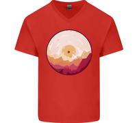 Vinile Paesaggio Record Di Montagne Dj Decks Uomo Scollo A V T-Shirt