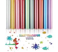 Vinile per Trasferimento di Calore 10 Pezzi Vinile a Trasferimento Termico 30.5 x 21cm HTV Foglio di Trasferimento di Glitter per Magliette Tessuti Fai da Te