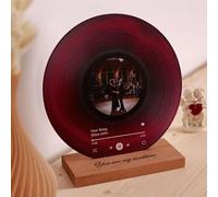 Vinile Personalizzato con Foto e Canzone - Targa Musicale in Acrilico con Base in Legno - Idea Regalo Romantica per Coppia per Anniversario, Matrimonio o San Valentino