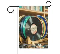 Vinile Records Bandiera Giardino Casa Prato Cartello di Benvenuto Banner Doppio Lato Piccole Bandiere Personalizzate per Piscina Cortile Esterno Decorazione Della Parete Della Casa 31 X 47 Pollici
