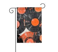 Vinile Records Vintage Arancione Nero Giardino Bandiera 30x45cm Verticale Doppio Lato Fattoria Vacanze Esterno Decorazioni Yard Bandiera