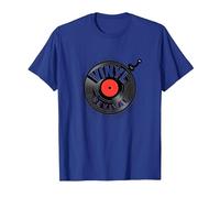 Vinile Revival Amante della Musica su Disco retrò Maglietta, Uomo, Blu Reale, M