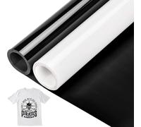Vinile Termoadesivo per Tessuti 30.5cm × 3m Vinile Adesivo Bianco e Nero Termovinile per Tessuti Silhouette Cameo Facile da Tagliare e Sarchiare per T-Shirt, Abbigliamento, Regali Fai Da Te, Cappelli