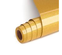 Vinile Termoadesivo per Tessuti, Oro Glitter HTV Termovinile per Tessuti 30,5 x 182 cm Oro Vinile Termoadesivo Pellicola per Plotter con Glitter Heat Transfer Vinyl per Cricut Fai da Te Magliette