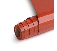Vinile Termoadesivo per Tessuti, Rosso Glitter HTV Termovinile per Tessuti 30,5 x 182 cm Rosso Vinile Termoadesivo Pellicola per Plotter con Glitter Heat Transfer Vinyl per Cricut Fai da Te Magliette
