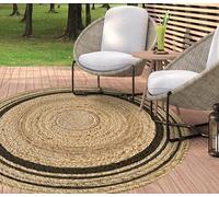 VINILIKO Design | Tappeto in vinile rotondo stampato - Cartagine nera [Diam] 100 cm - interno ed esterno, antiscivolo, impermeabile, lavabile, varie misure - Tappeto in vinile soggiorno, terrazza