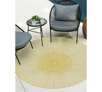 VINILIKO Design | Tappeto in vinile rotondo stampato - Hanoi giallo [Diam] 100 cm - interno ed esterno, antiscivolo, impermeabile, lavabile, varie misure - Tappeto in vinile soggiorno, terrazza