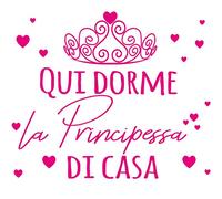 Vinilo pared decorativo, pegatina pared frase en Italiano "QUI DORME LA PRINCIPESSA" adesivi murali frasi in italiano citazione, decorazione da Muro,Wall Stickers DC-040-IT