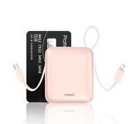 VINKO Power Bank Piccolo USB-C, 10000mAh Mini Batterie Externe, Carica Batterie Portatile cavo Integrato, Chargeur Externe Ricarica Rapida LED Display Compatibile con iPhone Samsung Android (Rosa)