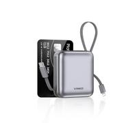 VINKO Power Bank Piccolo USB-C, 10000mAh Mini Batterie Externe, Carica Batterie Portatile cavo Integrato, Chargeur Externe Ricarica Rapida LED Display Compatibile con iPhone Samsung Android (Grigio)
