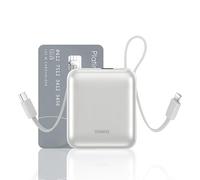 VINKO Power Bank Piccolo USB-C, 10000mAh Mini Batterie Externe, Carica Batterie Portatile cavo Integrato, Chargeur Externe Ricarica Rapida LED Display Compatibile con iPhone Samsung Android (Bianco)