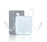 VINKO Power Bank Piccolo USB-C, 10000mAh Mini Batterie Externe, Carica Batterie Portatile cavo Integrato, Chargeur Externe Ricarica Rapida LED Display Compatibile con iPhone Samsung Android (Blu)