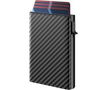 Vinmooog Portafoglio slim da uomo,Porta carte di credito uomo,portacarte di credito da uomo,Porta carte di credito pop-up in alluminio,portacarte Mini portafoglio da uomo Contiene 7-10 carte (nero)