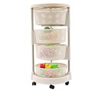 vinnyooc Carrello da cucina a 4 livelli, multiuso per la spesa, con ruote, cestino a maglia