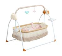 vinnyooc Lettino per bambini elettrico a dondolo Bebe Interieur Culla Bambino Altalena Bambino Lettini e Dondolo Capacità 25 kg con Tappetino Musica Telecomando Bluetooth (Kaki)