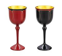 Vino Coppia Tazze Floreale Linea Foglia Oro Interno Laccato Kyoto Giappone isuke