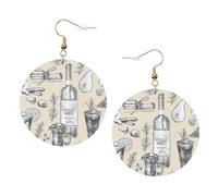 Vino E Vinificazione Cantina Campo d'uva Orecchini Rotondi In Pelle Accessori Quotidiani Lavorare Al Lavoro Moda Donna, Misura unica, Pelle sintetica