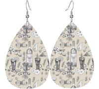 Vino e vinificazione Orecchini pendenti a forma di foglia con stampa di campo di uva da cantina Orecchini in pelle PU a forma di cuore per San Valentino