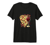 Vino Pizza Bicchiere di Vino Rosso Pizza Fetta Kawaii Maglietta Premium