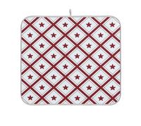 Vino Rosso Checker Stars Plaid stuoia di piatto contatore stuoia cucina asciugatura stuoie per piatti microfibra resistente al calore mar 16 x 18