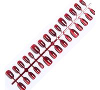 Vino Rossore Unghie Finte Natale Inverno Gatti Occhio Premere Su Unghie Mandorla/Piazza Corta/Bara Unghie Finte