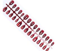 Vino Rossore Unghie Finte Natale Inverno Gatti Occhio Premere Su Unghie Mandorla/Piazza Corta/Bara Unghie Finte