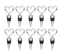 Vino Tappo,Cuore Forma Riutilizzabile Bottiglia Tappi ABS/Gomma,Argento 50pz