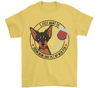 Vino With My Min Spilla Miniatura Pinscher Cane T-Shirt 100% Cotone