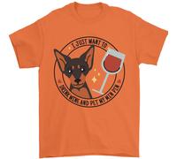 Vino With My Min Spilla Miniatura Pinscher Cane T-Shirt 100% Cotone