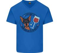 Vino With My Min Spilla Miniatura Pinscher Cane Uomo Scollo A V Cotone T-Shirt