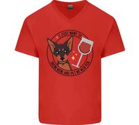Vino With My Min Spilla Miniatura Pinscher Cane Uomo Scollo A V Cotone T-Shirt