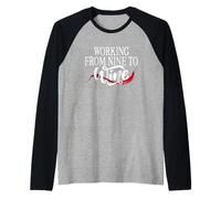 Vino Working from Nine To Wine Vino Rosso Vino Bianco Vino Maglia con Maniche Raglan