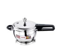 Vinod Pentola a pressione in acciaio inox, coperchio in vetro, pentola Handi da 1,5 litri, pentola a pressione indiana, fondo sandwich superiore, ideale per cucinare indiani, zuppe e ricette di riso