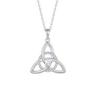 Vinoya Collana da donna con nodo celtico con ciondolo a forma di cuore con pietra portafortuna e nodo celtico, gioiello irlandese, regalo per lei