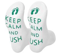 Vinsani Funny Labour Socks - Calzini per future mamme, con scritta "Keep Calm and Push", per baby shower, maternità, Babbo Natale segreto, morbidi e caldi, lavabili in lavatrice, bianco, Taglia unica