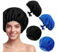 Vinsatin Il set di 4 coperture per il viso e cofano con protezione UV include 2 cappucci per capelli abbronzanti e 2 maschere abbronzanti per il viso, per ragazze e donne, per salone di abbronzatura