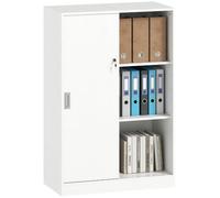 Vinsetto Armadietto da Ufficio 3 Ripiani Sicurezza 80x40x120 cm Bianco | 2 Chiavi di Sicurezza, Mobiletto da Ufficio, Porte Scorrevole in Truciolato, per Studio Garage