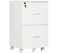 Vinsetto Armadietto da Ufficio e Studio 2 Cassetti 5 Ruote e Piano d'Appoggio