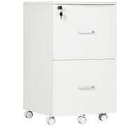 Vinsetto Armadietto da Ufficio e Studio con 5 Ruote 43x45x72cm Bianco