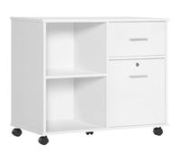 Vinsetto Cassettiera da scrivania con 2 cassetti, porta stampante, mobile da ufficio, per formato A4, 86,3 x 40 x 66,5 cm, in legno bianco