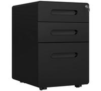 Vinsetto Cassettiera da scrivania mobile con serratura a chiave, 3 cassetti e astuccio portamatite rimovibile, organizer per documenti, formato A4 o lettere, 39 x 48 x 59 cm, nero