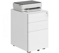 Vinsetto Cassettiera da Ufficio 3 Cassetti e Serratura 39x48x59 cm Bianco