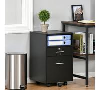 Vinsetto Cassettiera da Ufficio Portadocumenti con 2 Cassetti e Ripiano Aperto, Mobile da Ufficio in Legno con 5 Ruote, Serratura e 2 Chiavi, 39x40x65 cm Il tuo ufficio o il tuo studio hanno poco spaz